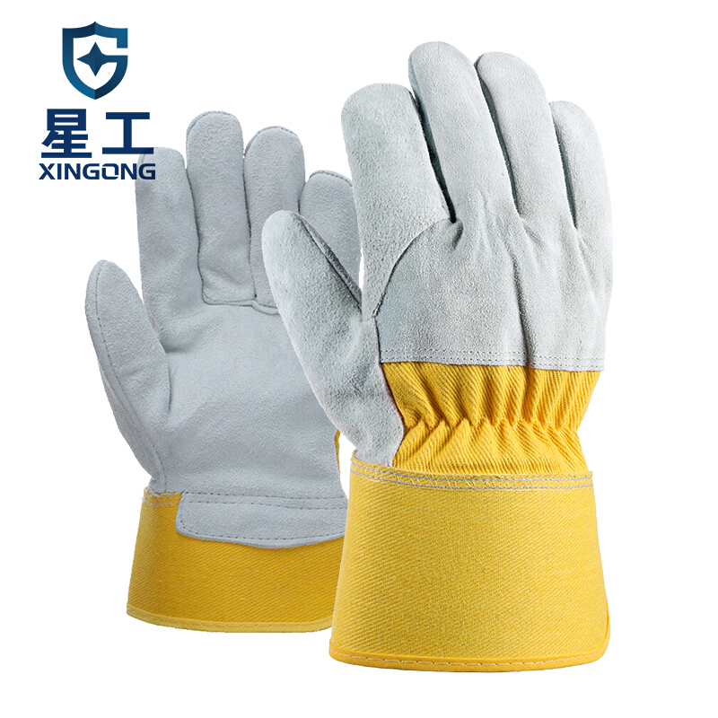 星工（XINGGONG）半皮手套 耐磨牛皮焊工手套电焊劳保手套耐磨 5付装 XGS-P1