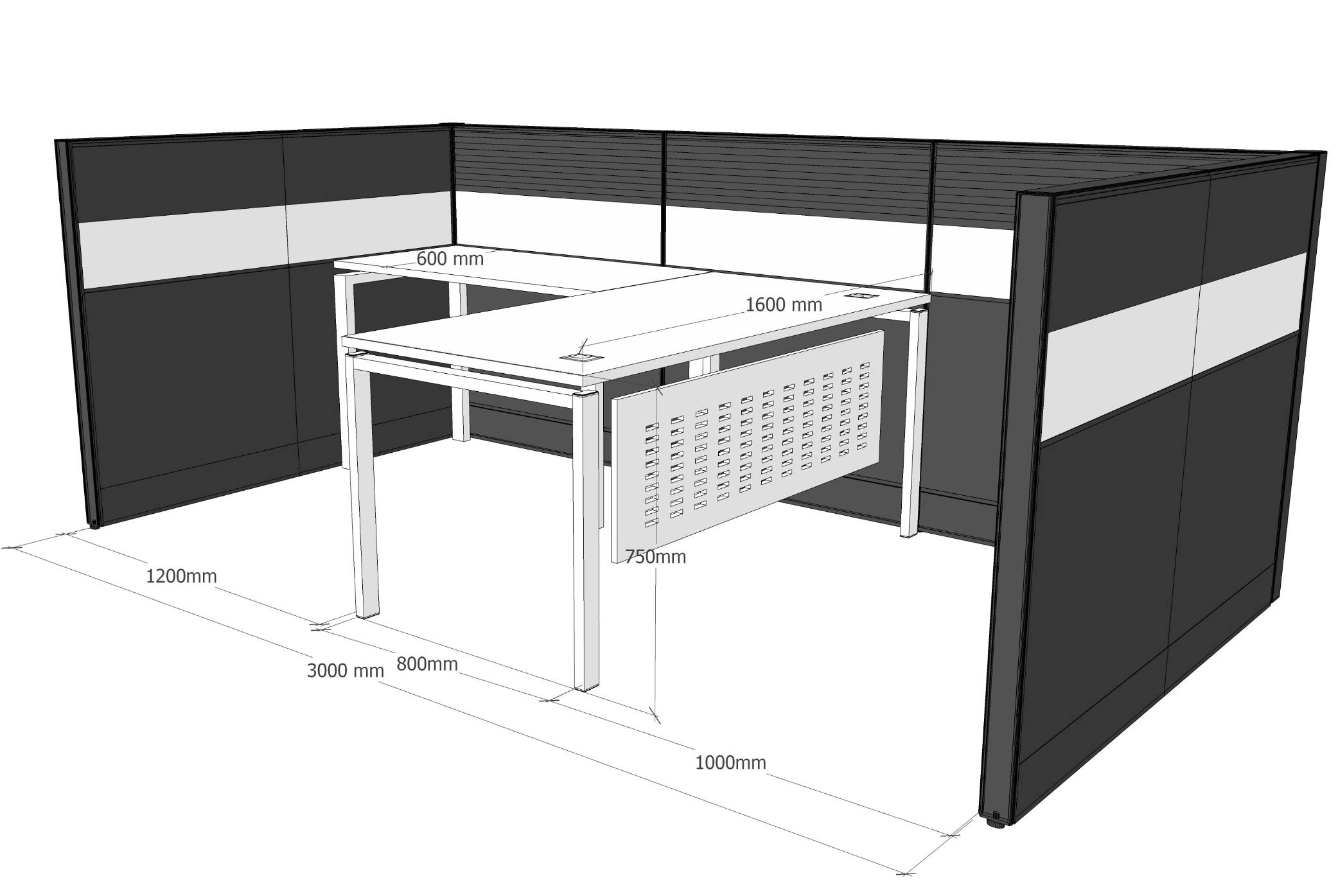 京诚润业 副职工位屏风 3000*1600*1200